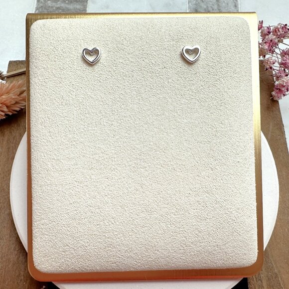 Cute Mini Sterling Silver Heart Stud Earrings | .925 Sterling Silver - Picture 1 of 3